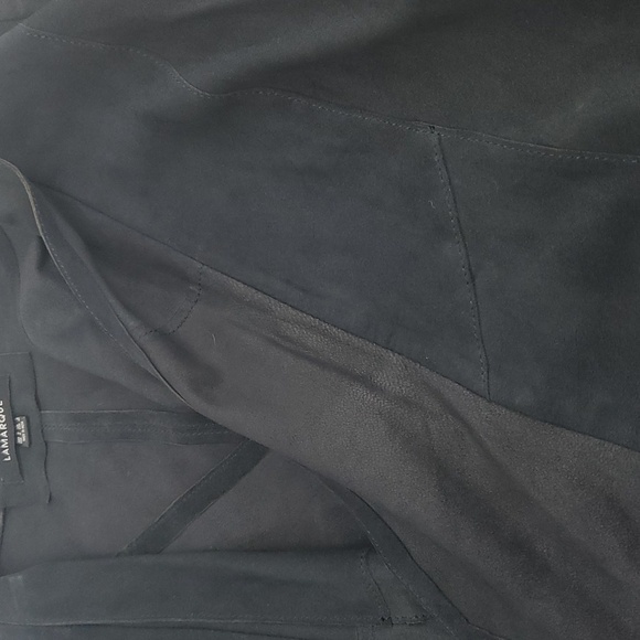 Lamarque BLUE Suede Leather Jacket Size 4 - Picture 10 of 15